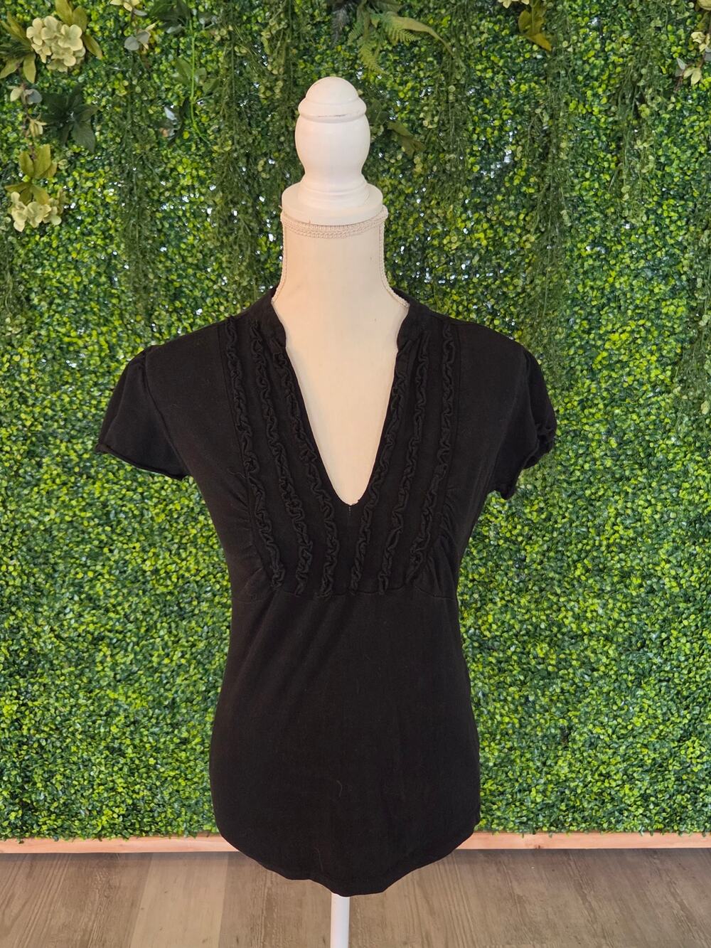 DownEast Basics black V-neck top